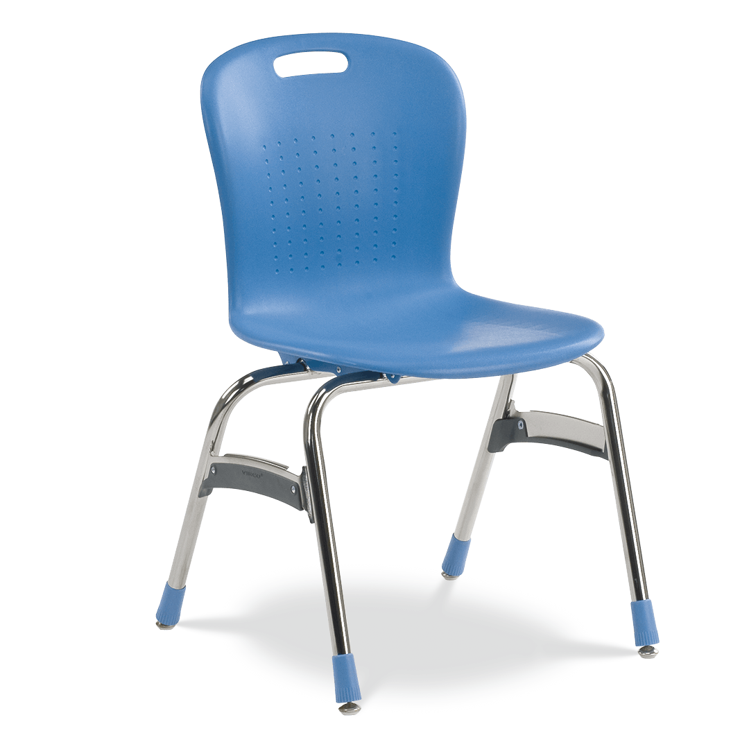 Sage Series 4-Leg Stack Chair 18in  5th Grade - Adult Sky Blue Chrome