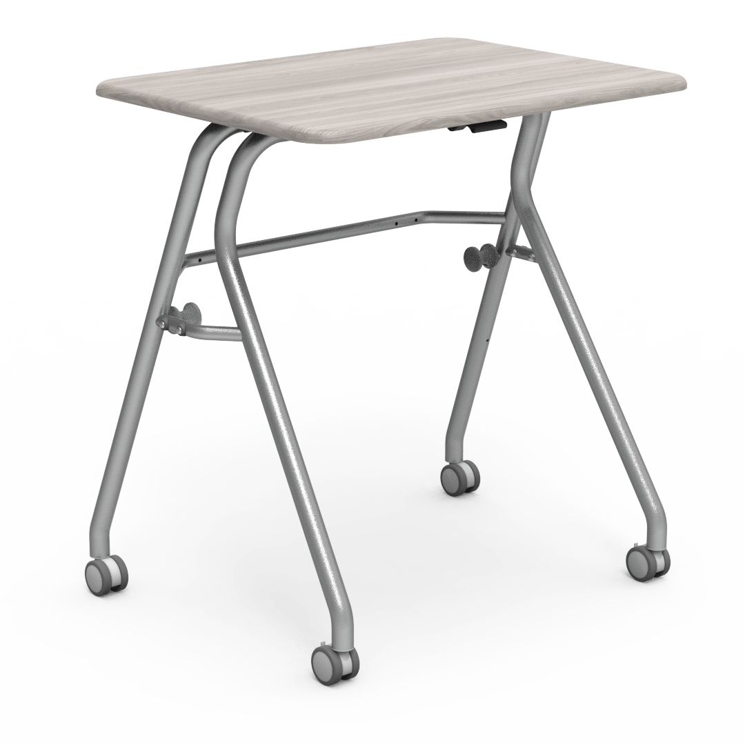 YOZI Series Nesting Desk 29in with Casters Grey Elm Silver Mist
