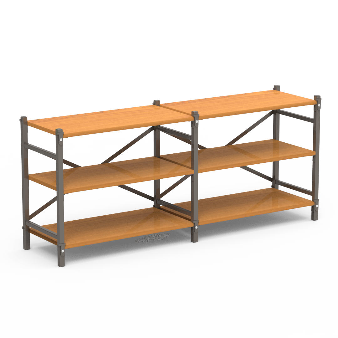Wood Storage Shelving Double Unit, 36" x 18" x 33"