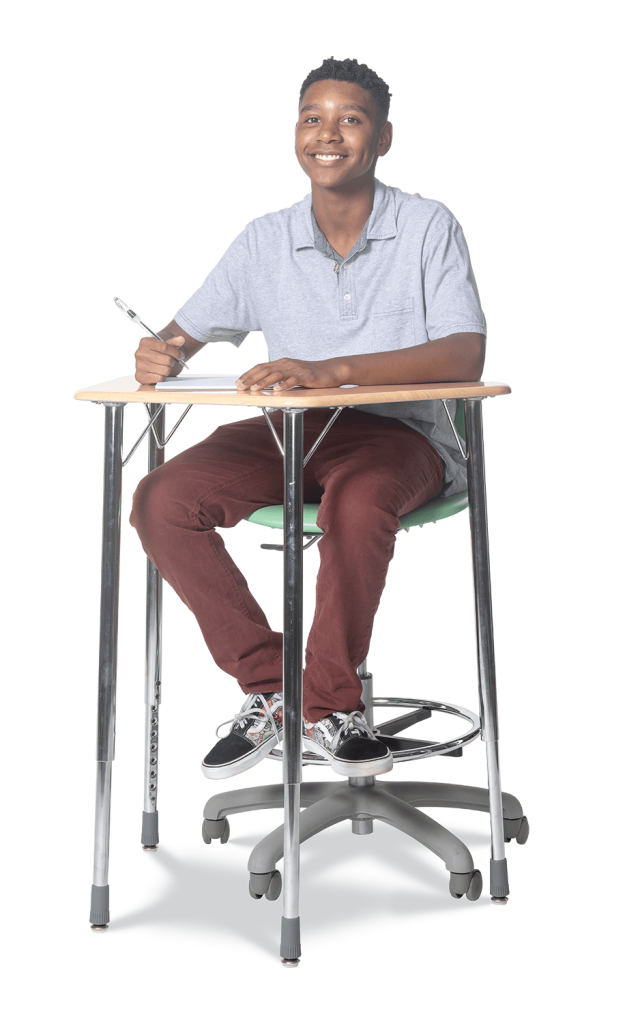 Sage Series Lab Stool 19in - 27in Adjustable Cobalt Blue Char Black