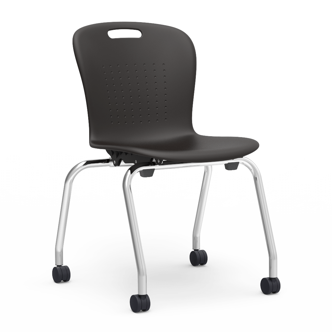 Sage Series Stacking Caster Chair 18in  5th Grade - Adult Black Chrome