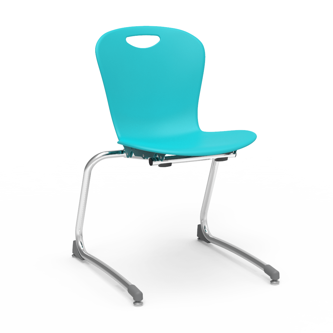 ZUMA Series Stacking Cantilever Chair 18in  5th Grade - Adult Turquoise Chrome