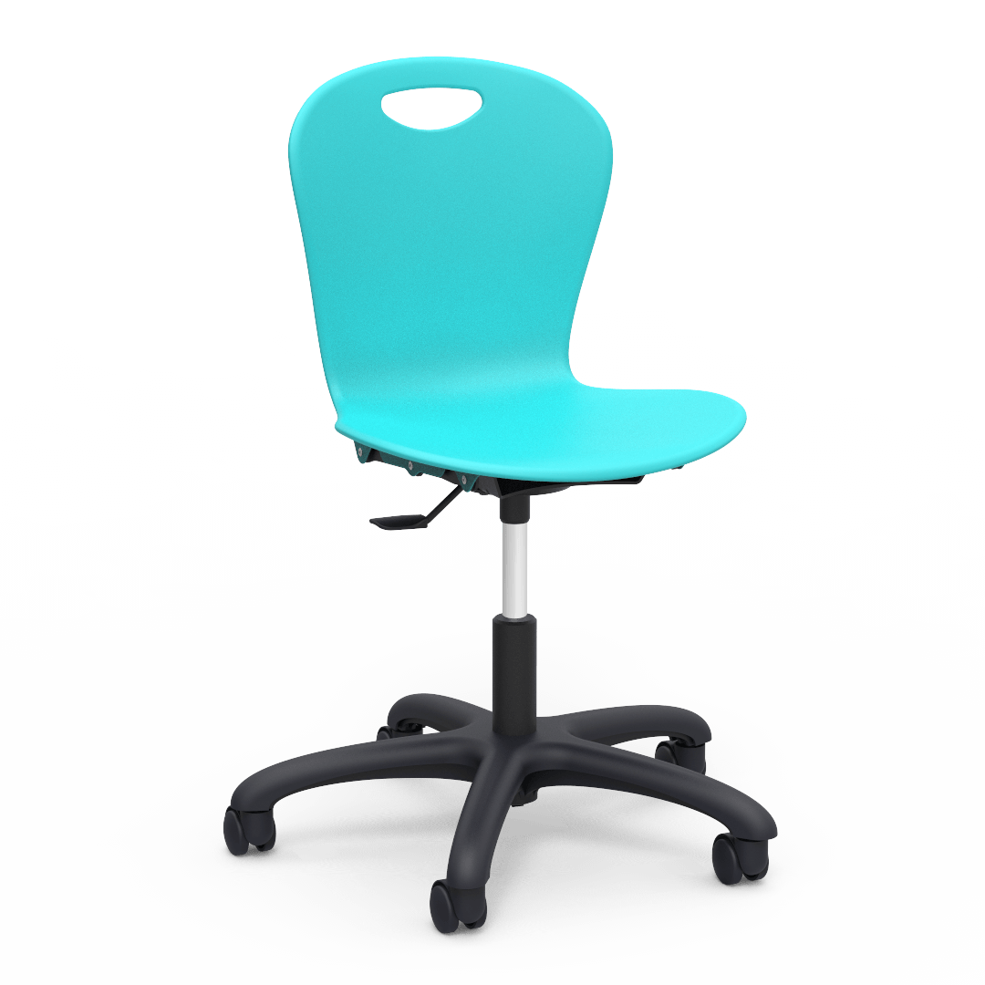 ZUMA Series Mobile Task Chair 16in - 20in 5th Grade - Adult Turquoise Char Black