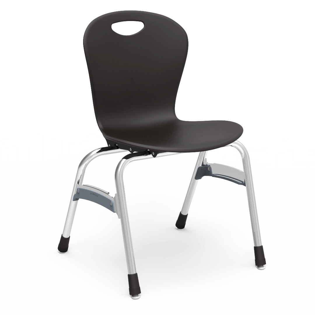 ZUMA Series 4-Leg Stack Chair 18in  5th Grade - Adult Black Chrome