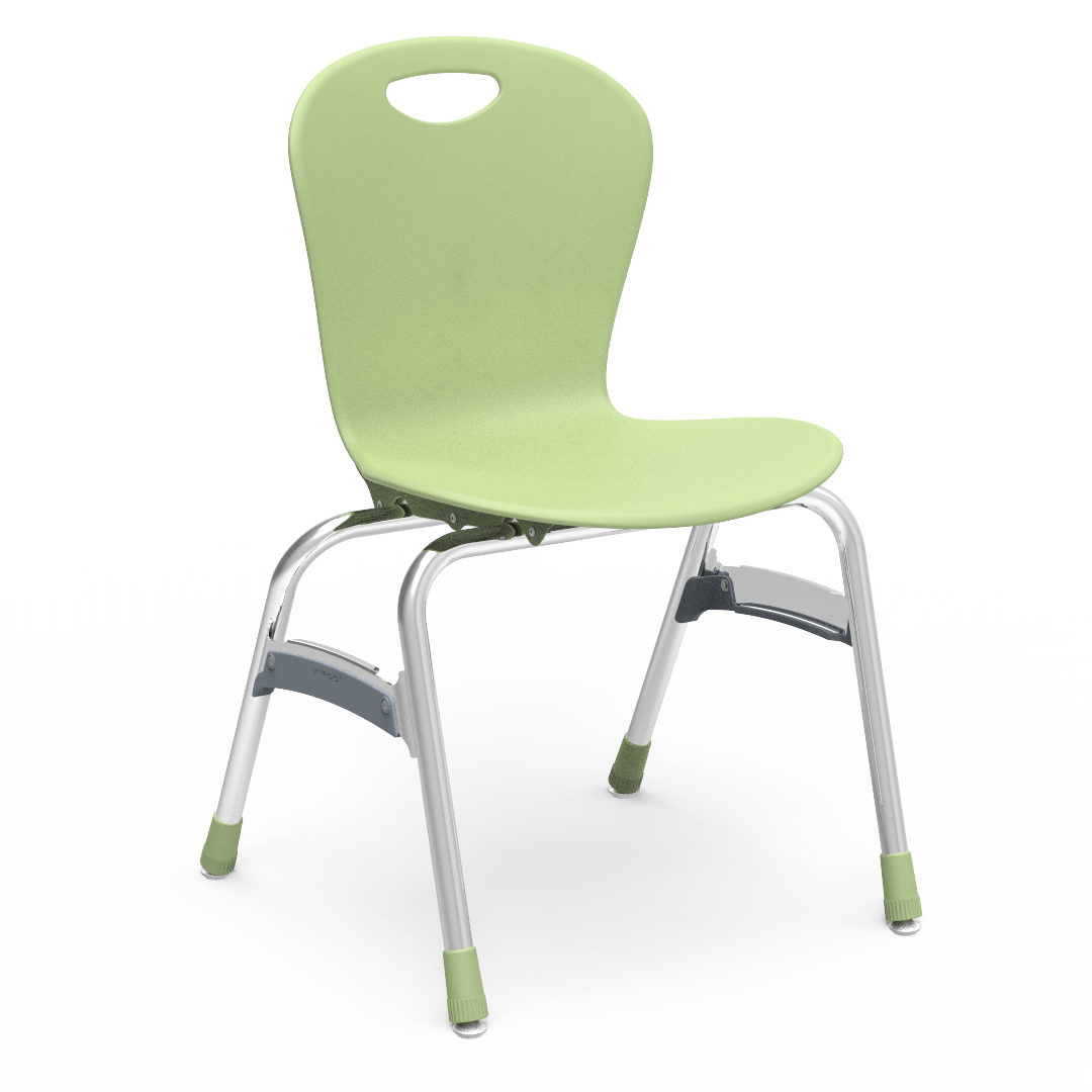 ZUMA Series 4-Leg Stack Chair 18in  5th Grade - Adult Green Apple Chrome