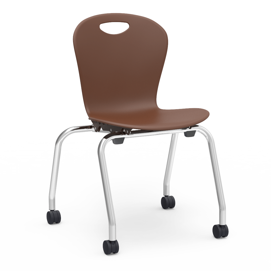 ZUMA Series Stacking Caster Chair 18in  5th Grade - Adult Paprika Chrome