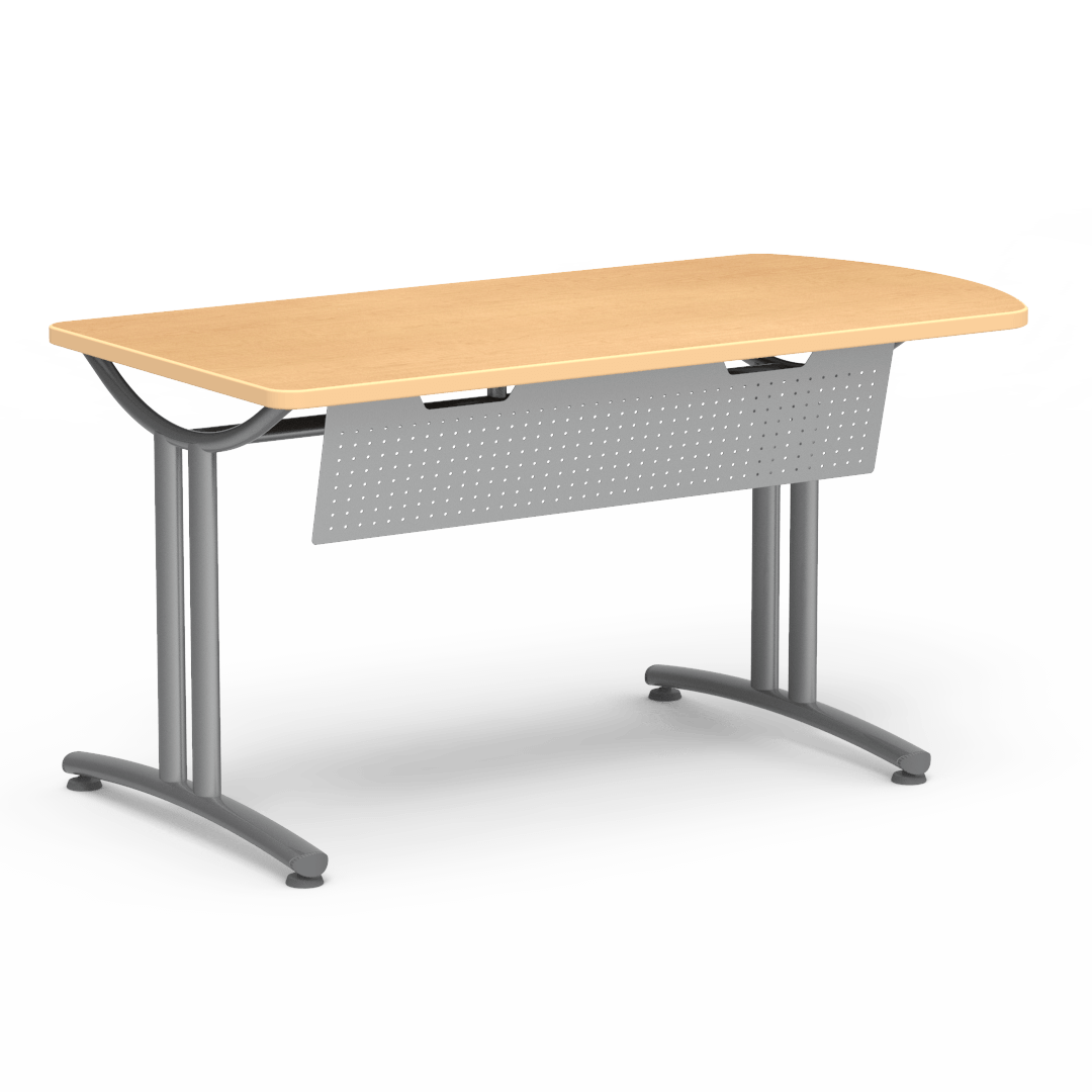 TEXT Series Help Desk with 30in x 60in Top 30in Fusion Maple Fusion Maple Silver Mist