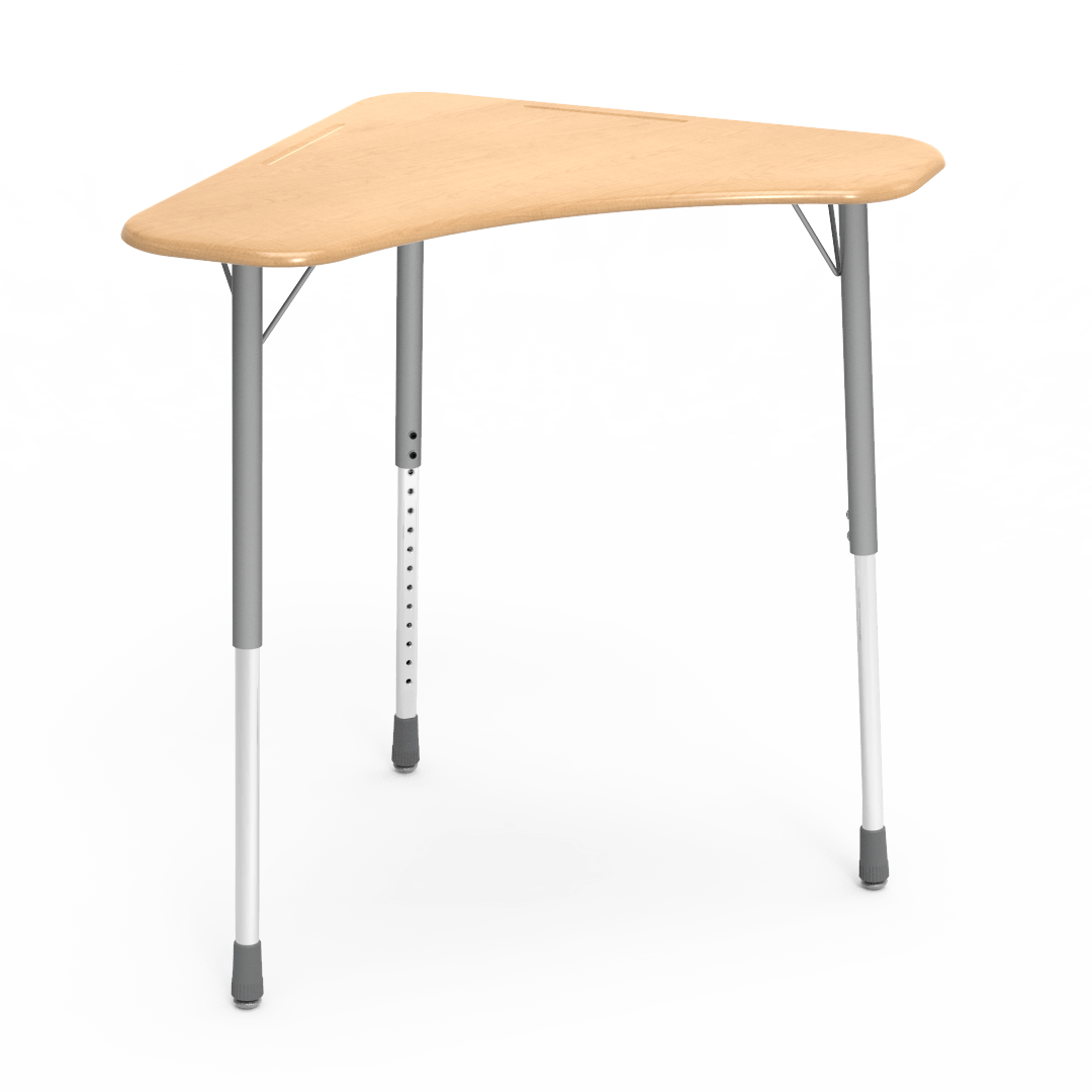 ZUMA Series Boomerang Desk 22in - 34in Adjustable Fusion Maple Silver Mist