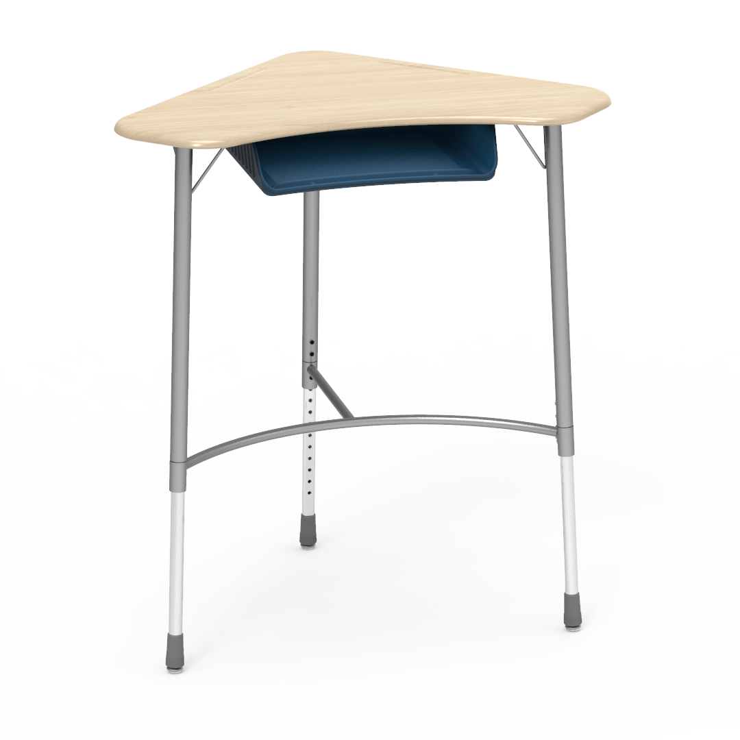 ZUMA Series Stand-Up Boomerang Desk 29in - 41in Adjustable Navy Asian Sand Silver Mist