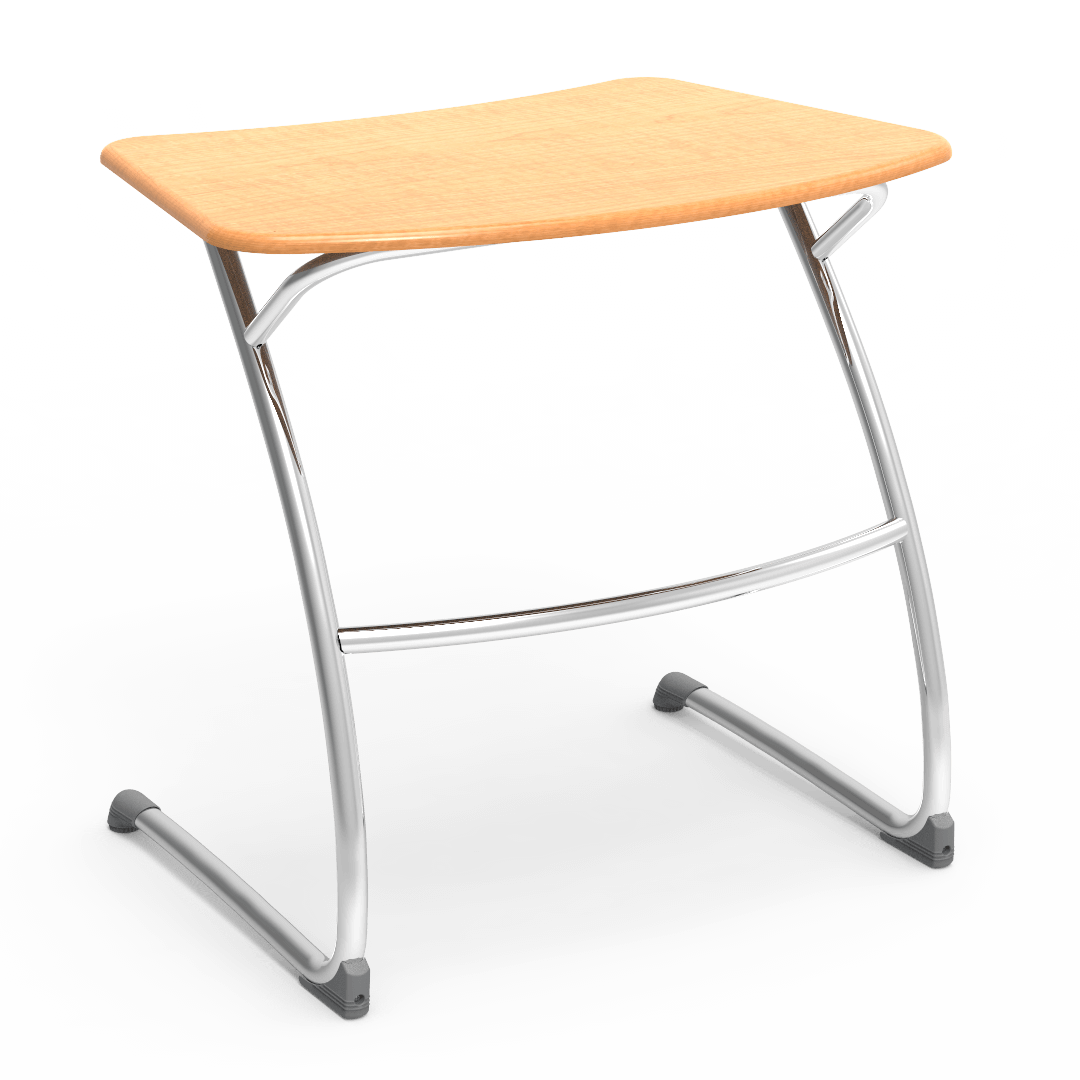 ZUMA Series Cantilever Desk 23in x 32in Top 29in Fusion Maple Chrome