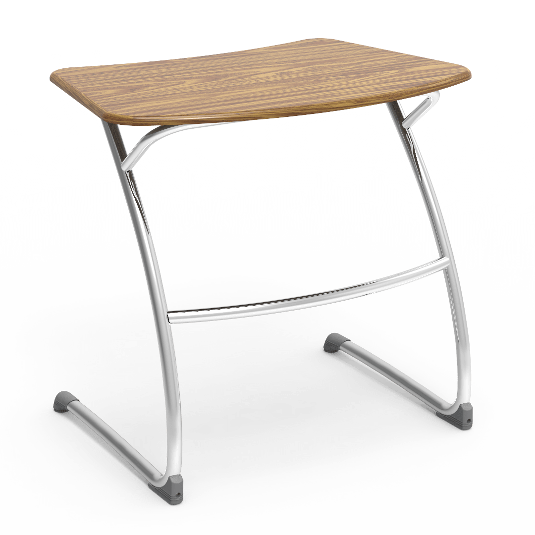 ZUMA Series Cantilever Desk 23in x 32in Top 29in Medium Oak Chrome