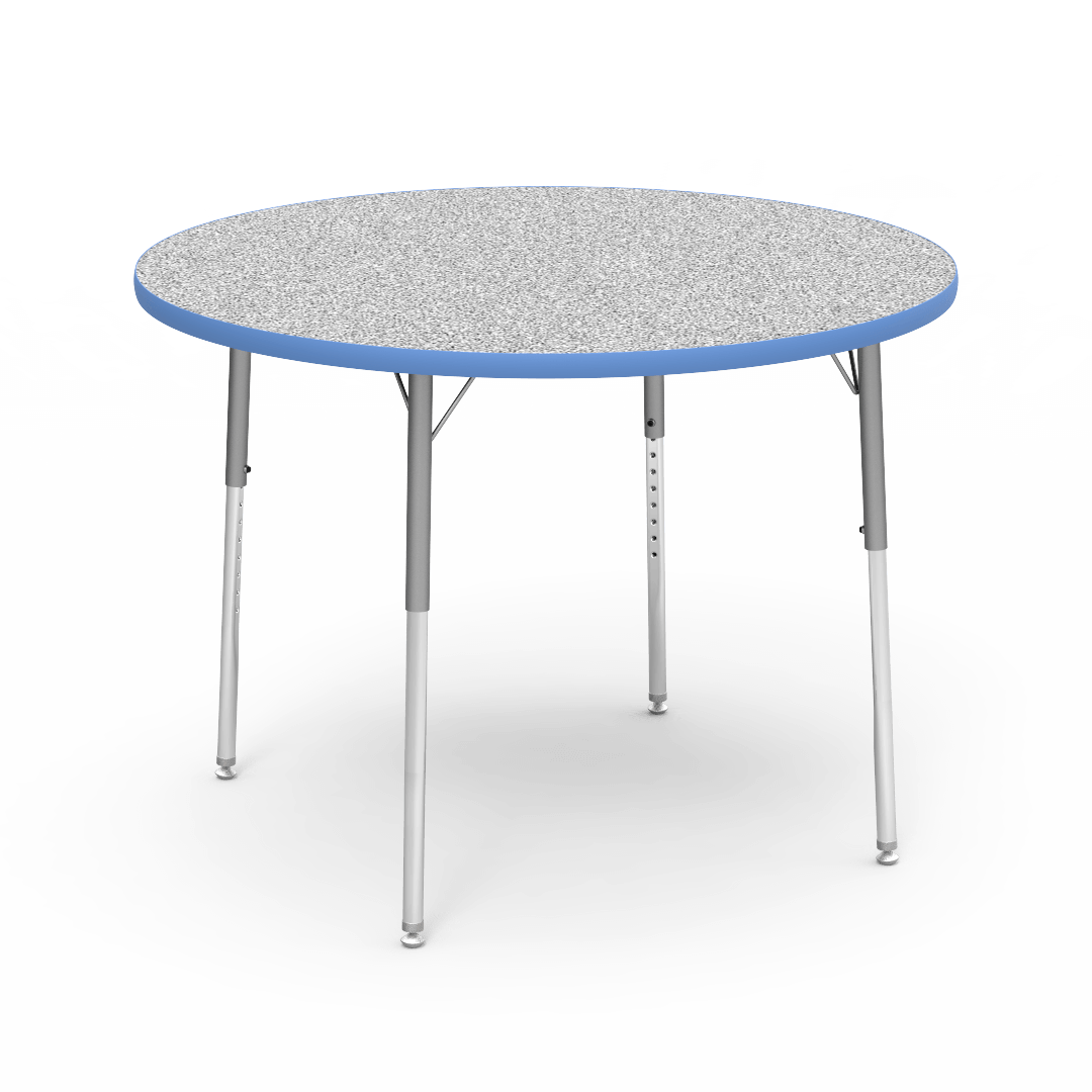 4000 Series Table 42in Round 22in - 30in Adjustable Grey Nebula Sky Blue Silver Mist