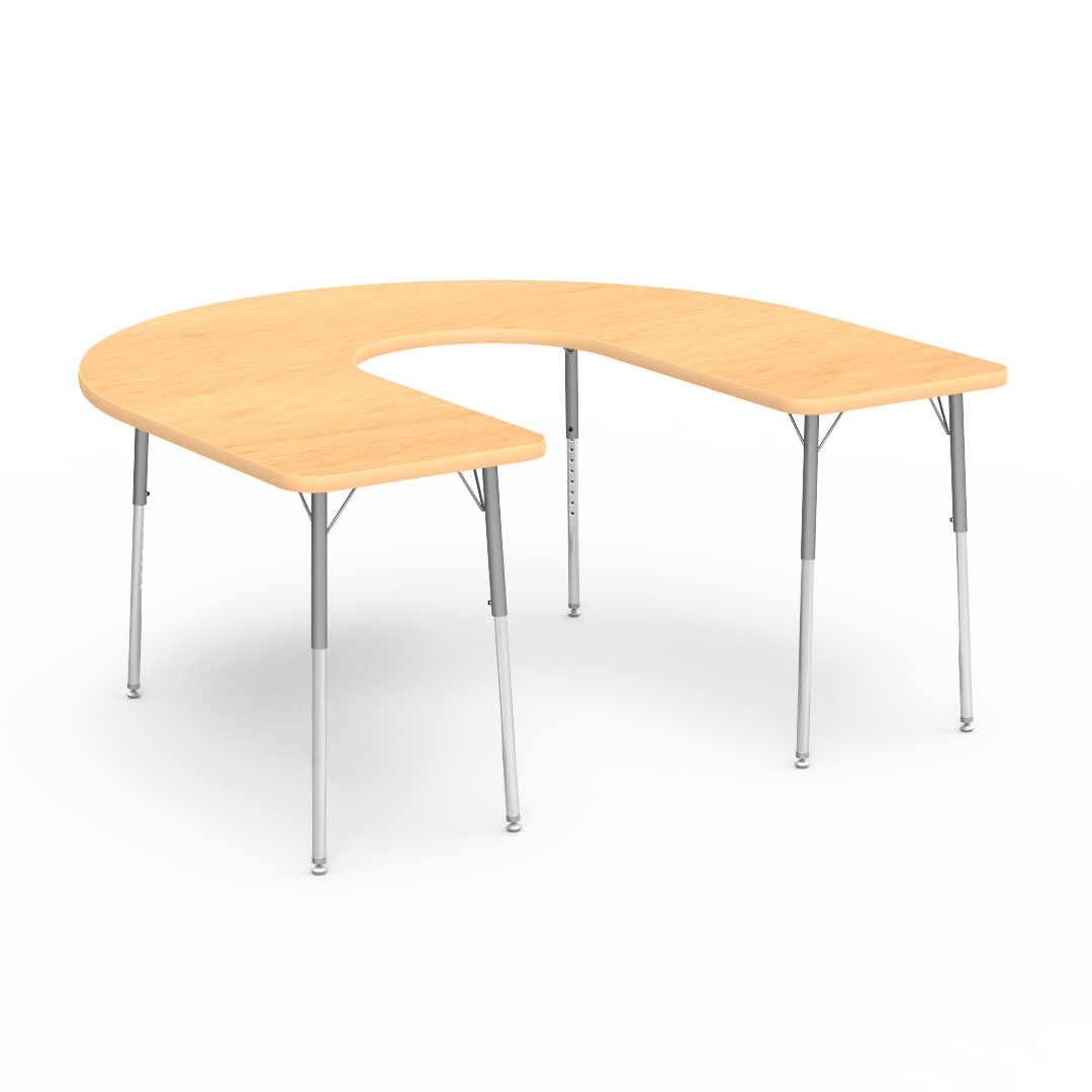 4000 Series Table 60in Horseshoe Deep Center 22in - 30in Adjustable Fusion Maple Fusion Maple Silver Mist