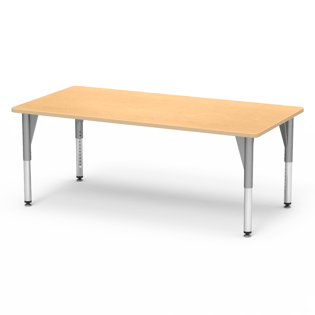 5000 Series Table 36in x 72in Rectangle 24in - 32in Adjustable Fusion Maple Fusion Maple Silver Mist