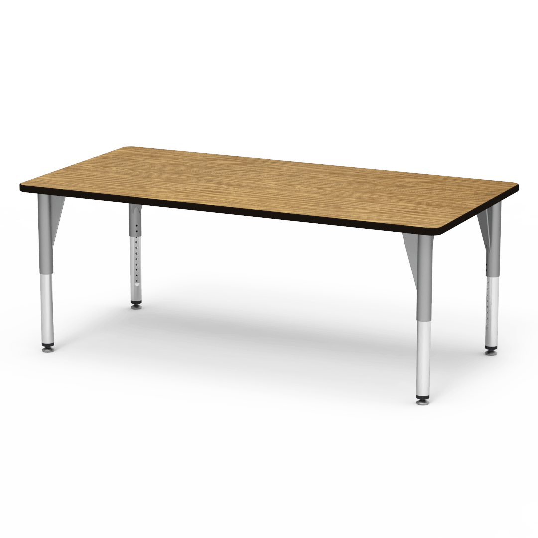 5000 Series Table 36in x 72in Rectangle 24in - 32in Adjustable Medium Oak Char Black Silver Mist