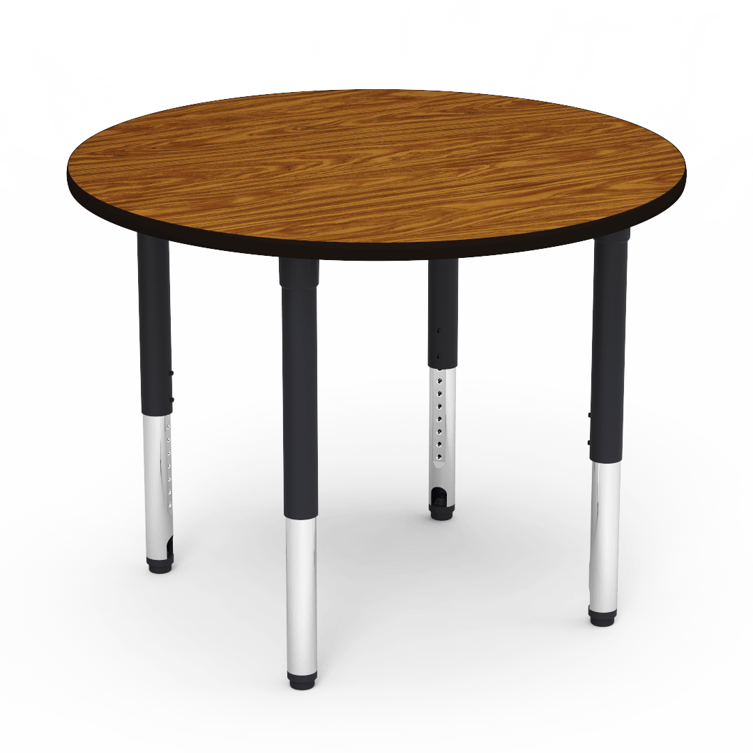 5000 Series Table 42in Round 24in - 32in Adjustable Medium Oak Char Black Char Black