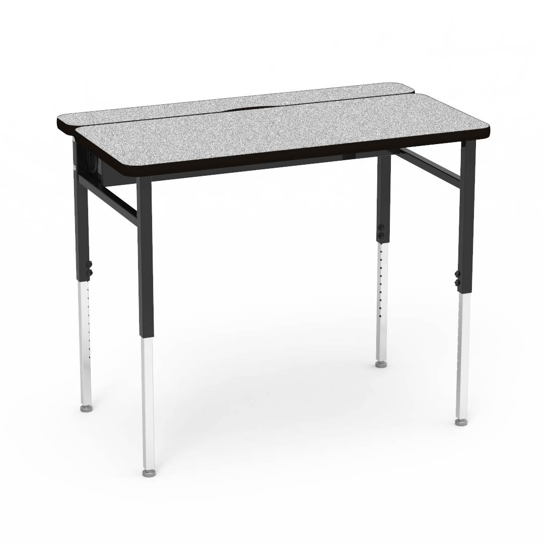 Flip Top Technology Table 24in x 42in Top 24in - 34in Adjustable Grey Nebula Char Black Char Black