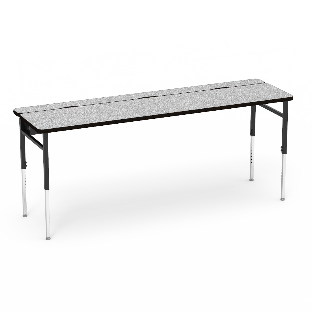 Flip Top Technology Table 24in x 84in Top 24in - 34in Adjustable Grey Nebula Char Black Char Black