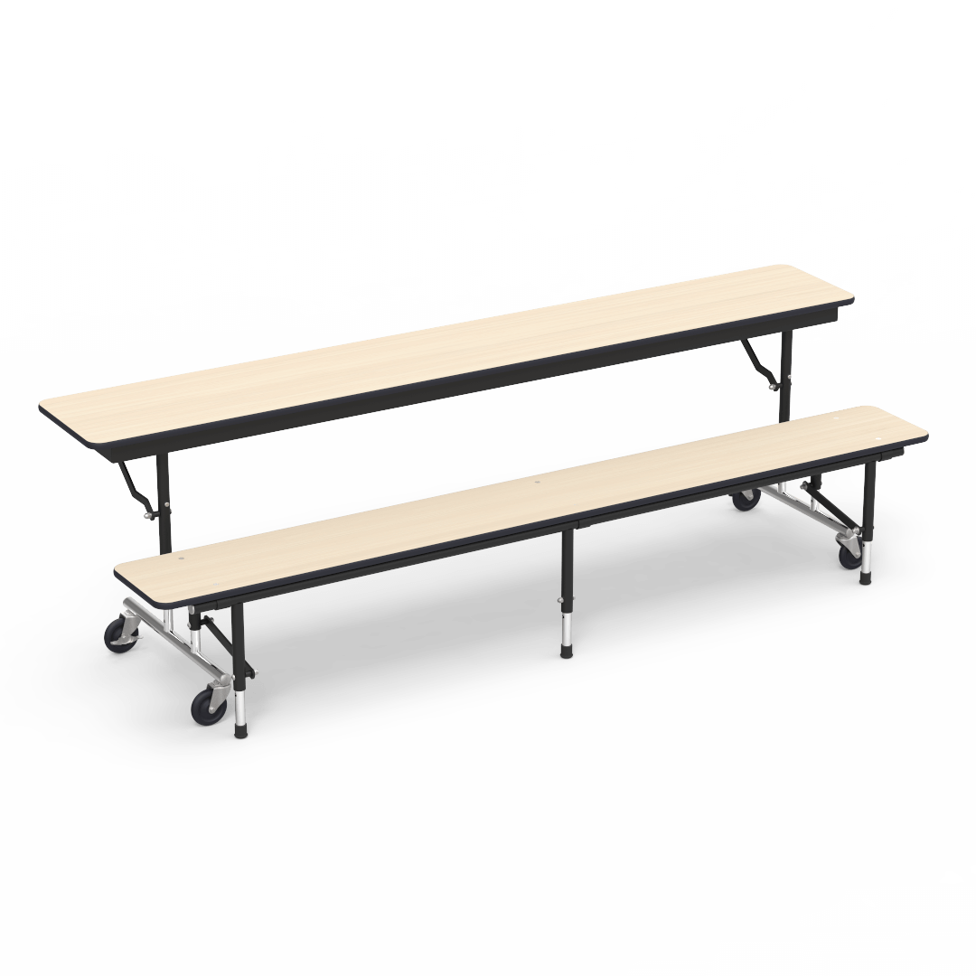 MTC Series Mobile Convertible Bench Table 96in x 15in Top 29in Asian Sand Char Black Char Black