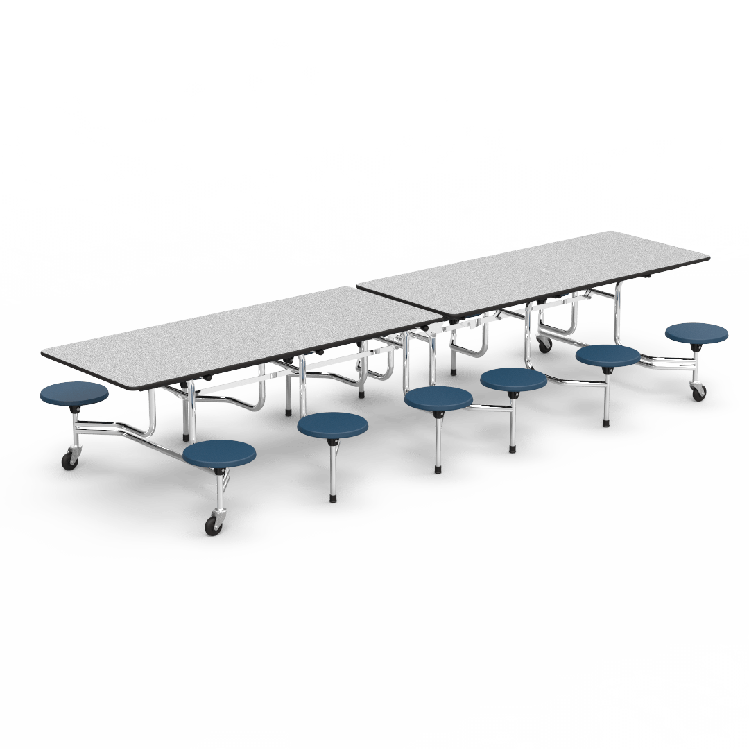 MTS Series Mobile Stool Table 144" x 30" Top 12 Stools