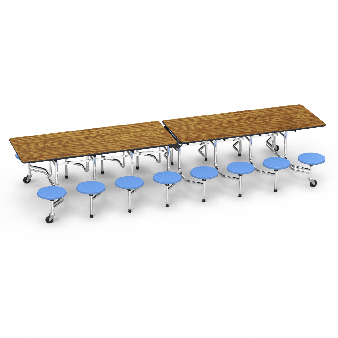 MTS Series Mobile Stool Table 144" x 30" Top 16 Stools