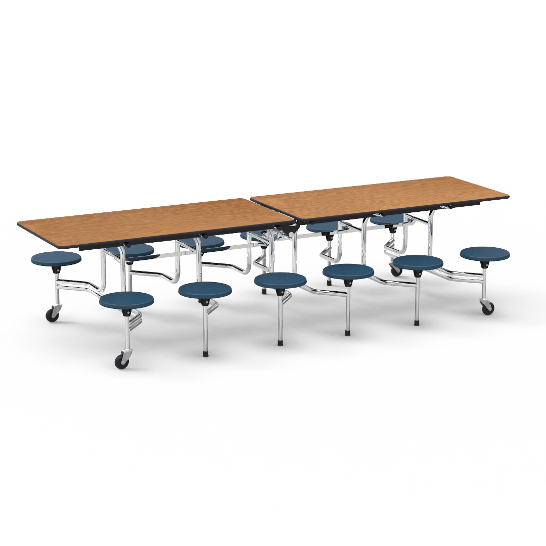 MTS Series Mobile Stool Table 120" x 30" Top 12 Stools