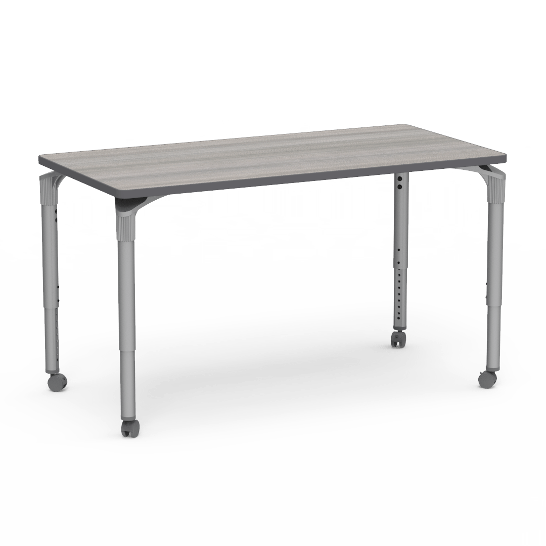 Plateau Series Table 30in x 60in Rectangle 26in - 34in Adjustable with Casters Looks likatre Eclipse Silver Mist