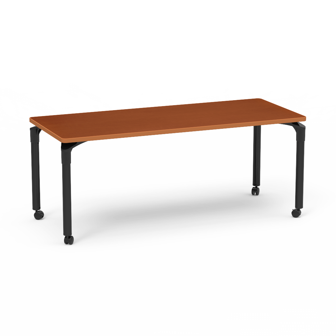 Plateau Series Table 30in x 72in Rectangle 26in with Casters Carmel Sagawood Carmel Sagawood Char Black