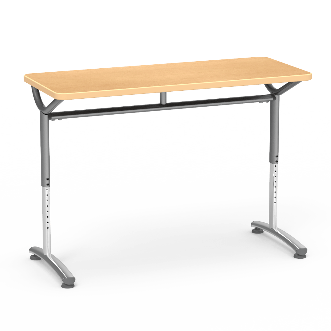 TEXT Series Table 20in x 48in Top 26in - 34in Adjustable Fusion Maple Fusion Maple Silver Mist