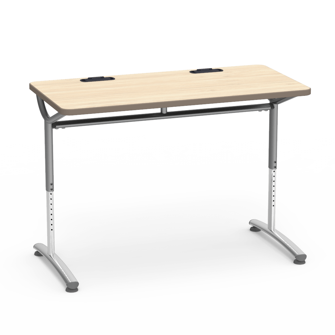 TEXT Series Table 24in x 48in Top with 2 Grommets 26in - 34in Adjustable Asian Sand Adobe Silver Mist